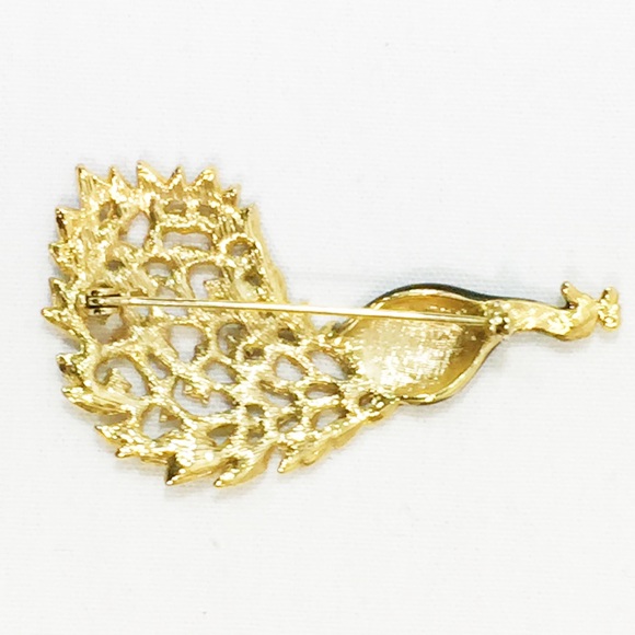 Peacock Black Enameled Brooch - Picture 4 of 4